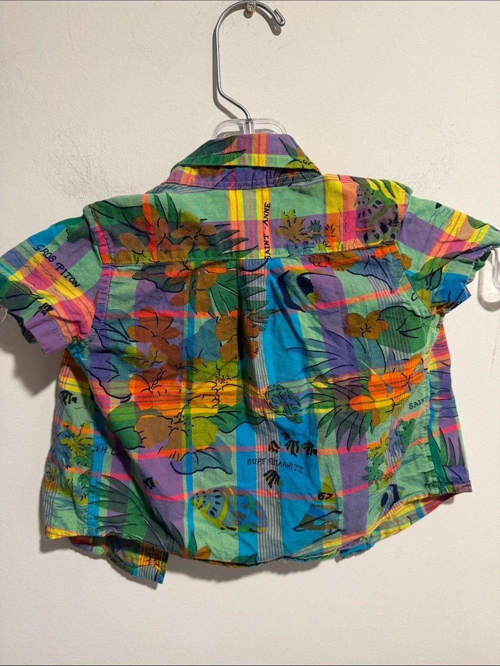 Ralph Lauren Kids Multi-Color Tropical Plaid Button-Down Shirt Size 12 Months